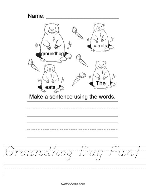 Form a sentence groundhog Worksheet