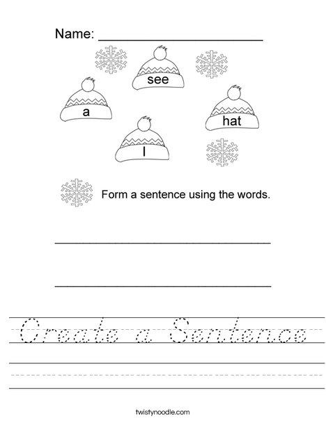 Form a sentence using the hat words Worksheet