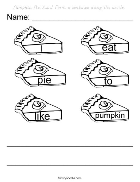 Form a sentence using the pumpkin words. Coloring Page