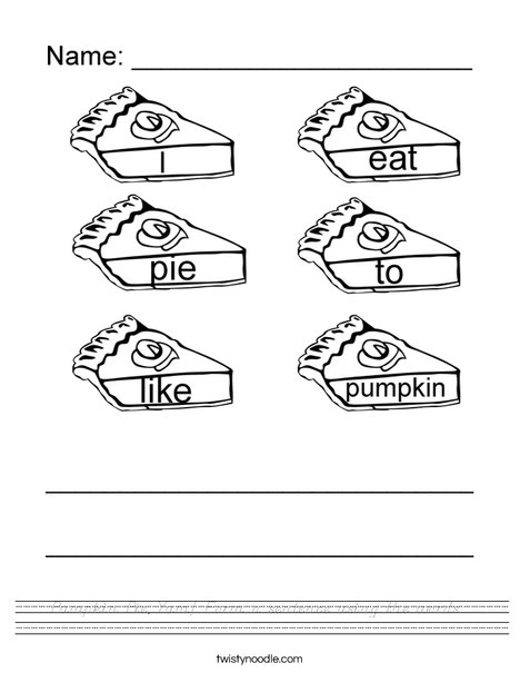 Form a sentence using the pumpkin words. Worksheet