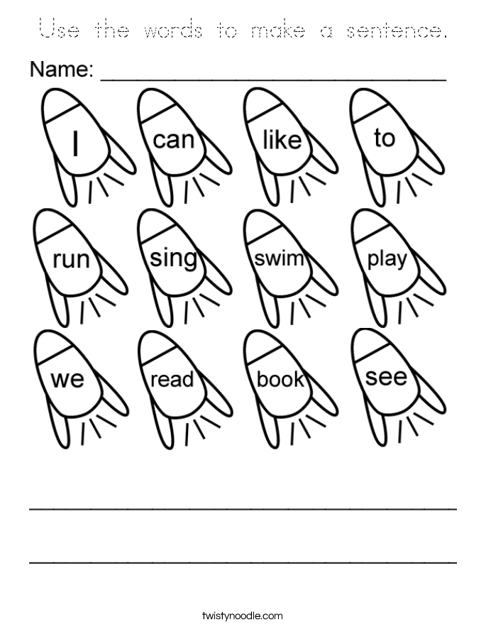 Use the words to make a sentence. Coloring Page