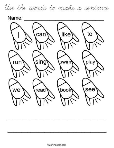 Form a sentence using the words Coloring Page
