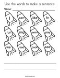 Use the words to make a sentence Coloring Page