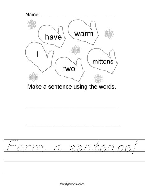 Form a sentence! Worksheet