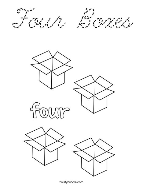 Four Boxes Coloring Page