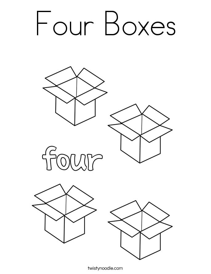 Four Boxes Coloring Page