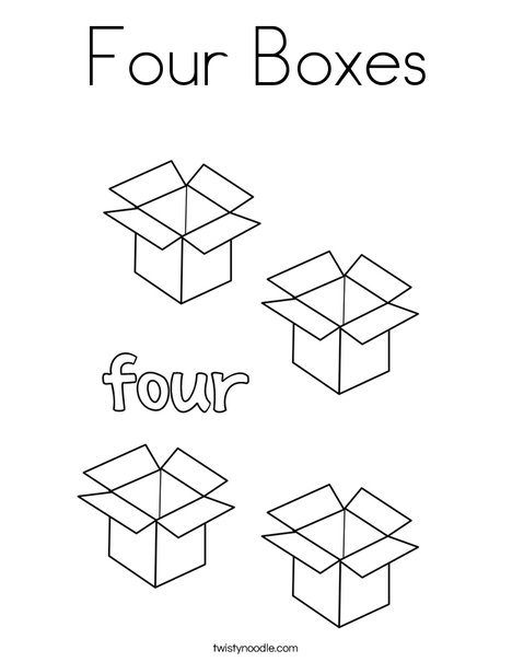 Four Boxes Coloring Page - Twisty Noodle Four Boxes Coloring Page - Twisty Noodle