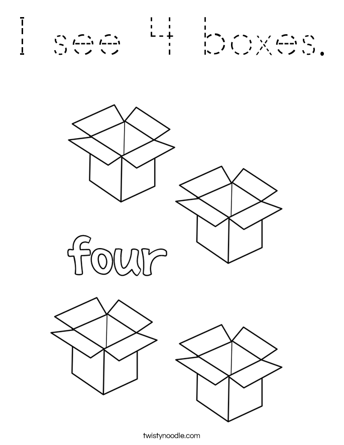I see 4 boxes. Coloring Page