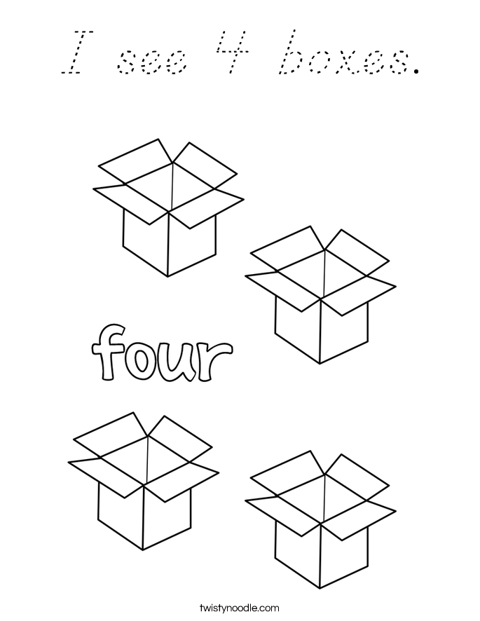 I see 4 boxes. Coloring Page