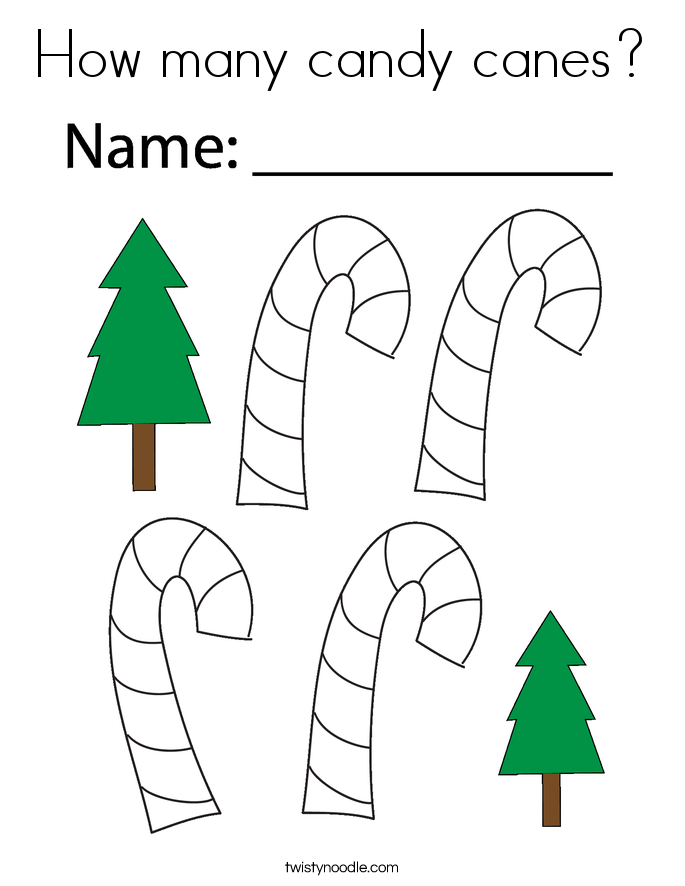 How many candy canes? Coloring Page