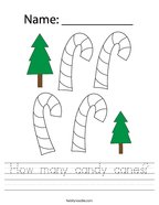 How many candy canes Handwriting Sheet