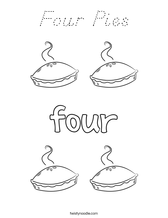 Four Pies Coloring Page