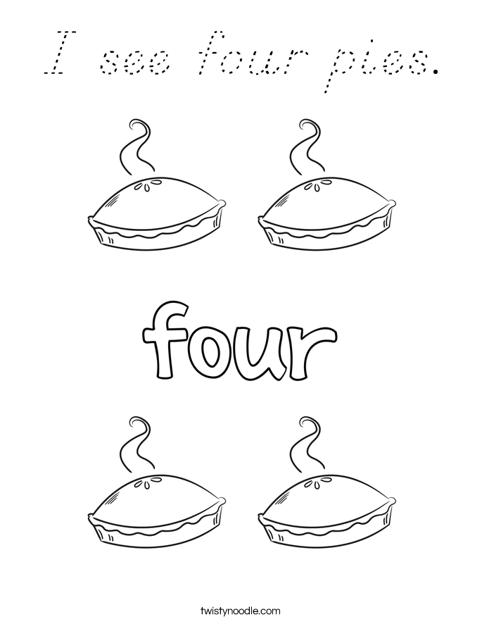 I see four pies. Coloring Page
