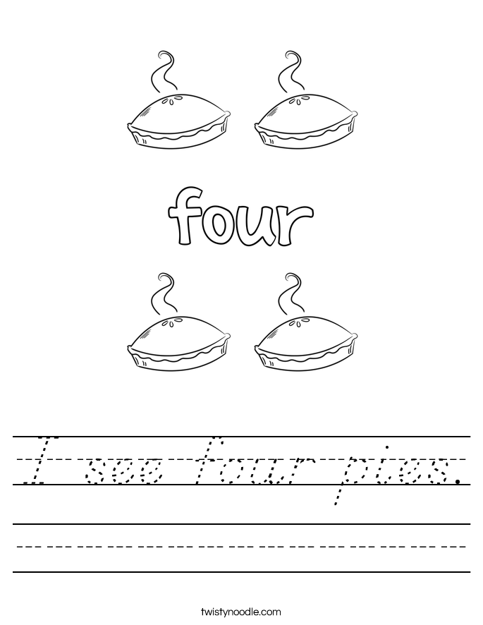 I see four pies. Worksheet