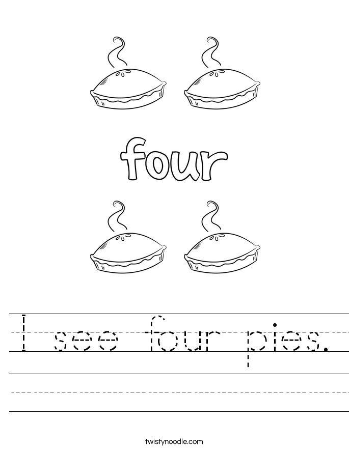 I see four pies. Worksheet