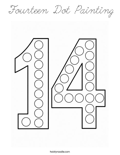 Fourteen Dot Painting Coloring Page