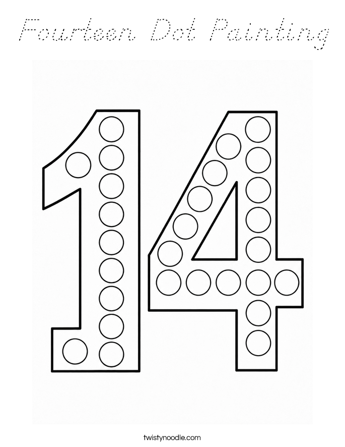 Fourteen Dot Painting Coloring Page
