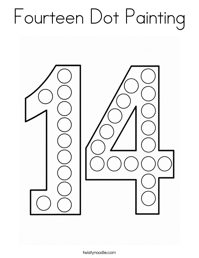 Fourteen Dot Painting Coloring Page