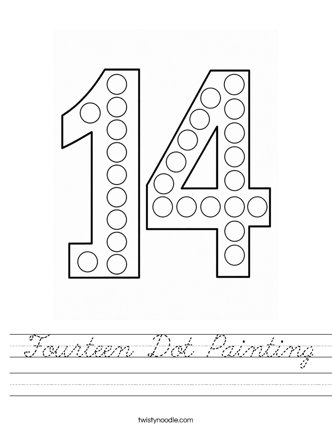 Fourteen Dot Painting Worksheet