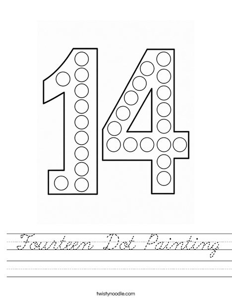 Fourteen Dot Painting Worksheet