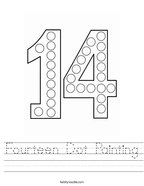 Fourteen Dot Painting Handwriting Sheet