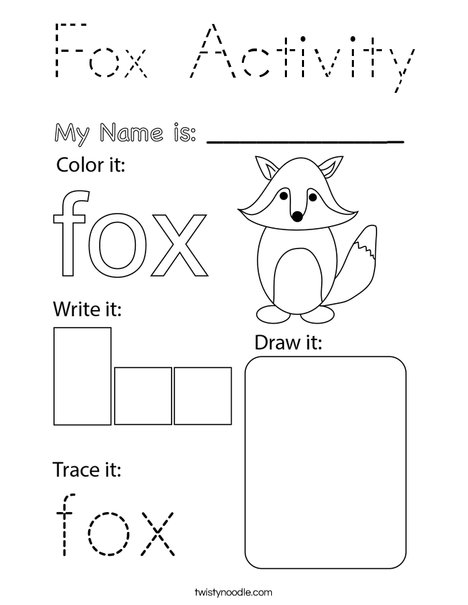 Fox Activity Coloring Page