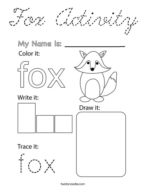 Fox Activity Coloring Page