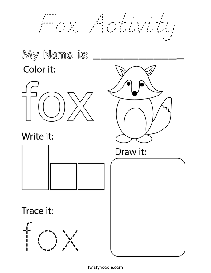 Fox Activity Coloring Page