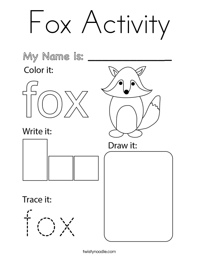 Fox Activity Coloring Page