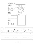 Fox Activity Worksheet
