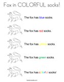Fox in COLORFUL socks Coloring Page