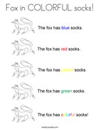 Fox in COLORFUL socks Coloring Page