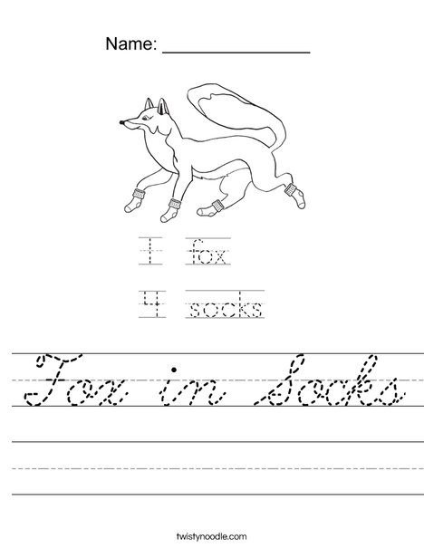 Fox in Socks Worksheet