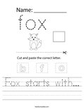 Fox starts with... Worksheet