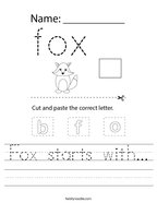 Fox starts with Handwriting Sheet