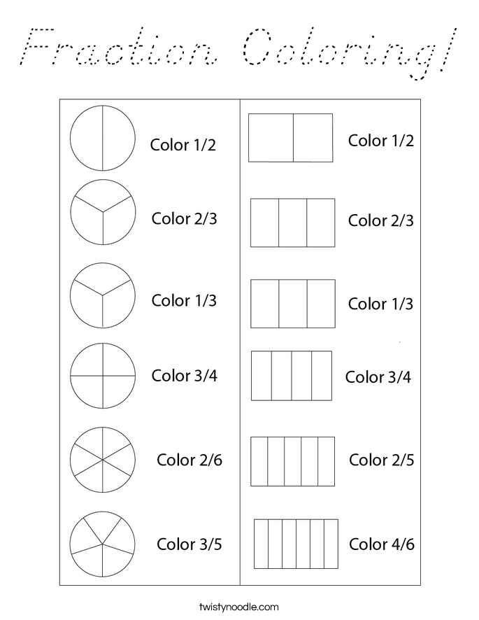 Fraction Coloring! Coloring Page