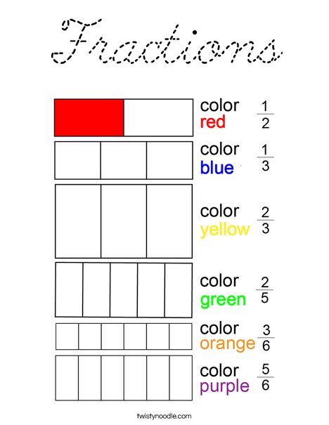 Fractions Coloring Page