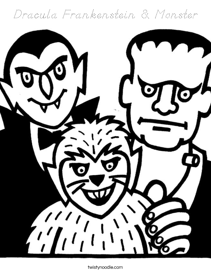 Dracula Frankenstein & Monster Coloring Page