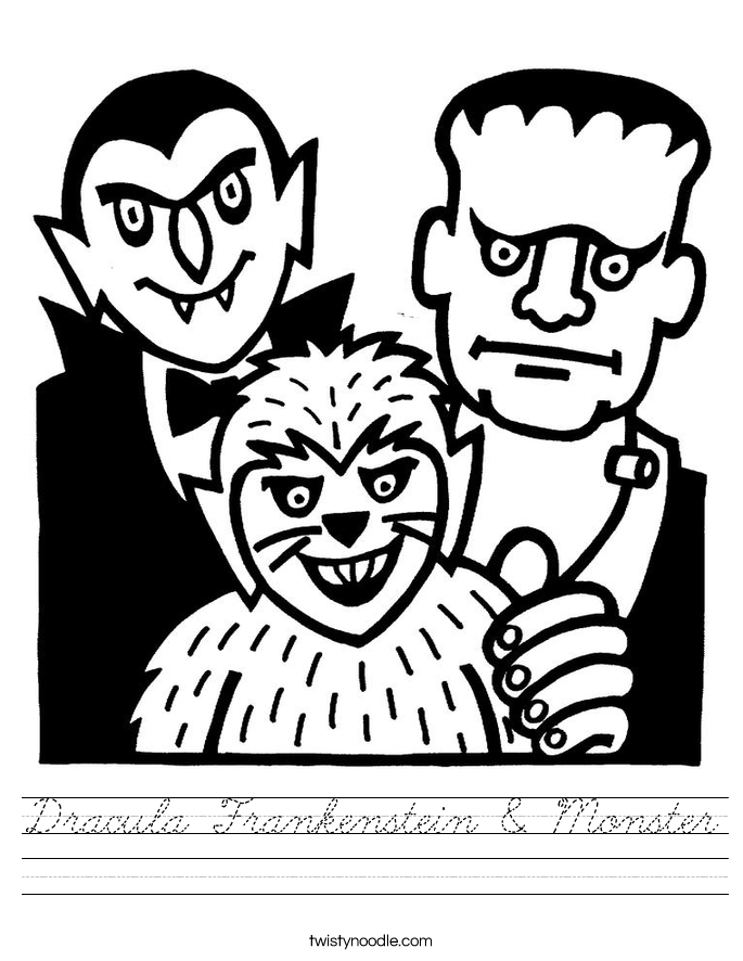 Dracula Frankenstein & Monster Worksheet