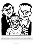 Dracula Frankenstein & Monster Worksheet