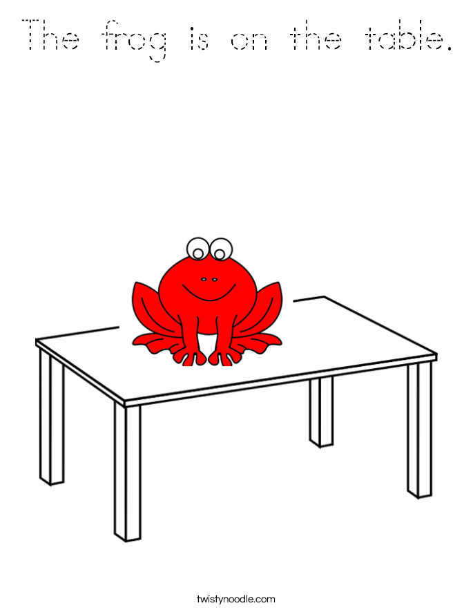 The frog is on the table. Coloring Page