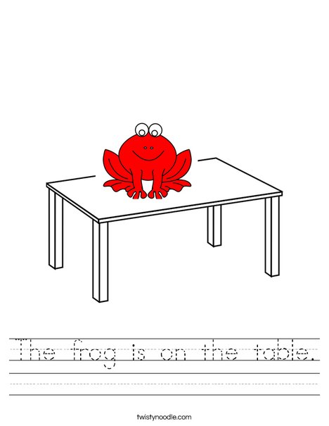 Fred is on the table Worksheet