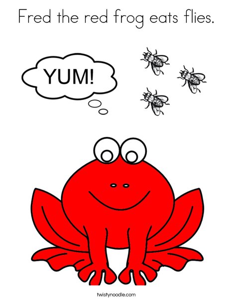 Fred The Red Frog Eats Flies Coloring Page Twisty Noodle