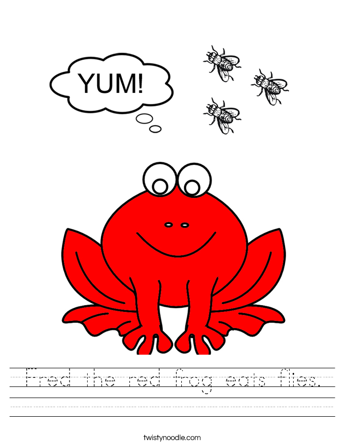 Fred the red frog eats flies. Worksheet