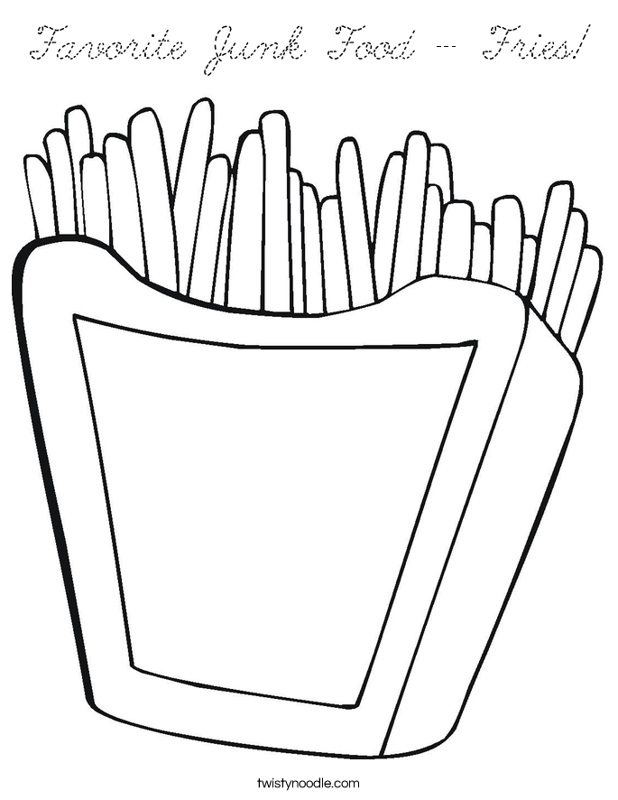 Download Favorite Junk Food - Fries Coloring Page - Cursive ...