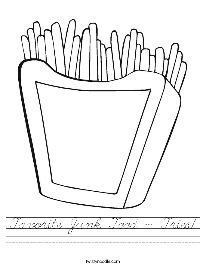 Favorite Junk Food - Fries! Worksheet