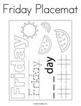 Friday Placemat Coloring Page