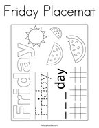 Friday Placemat Coloring Page