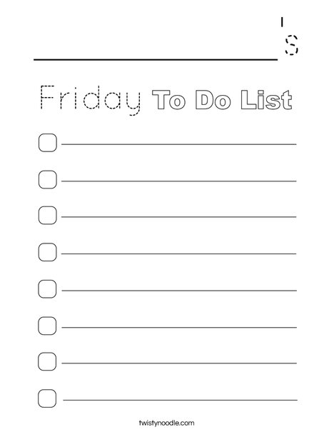 Friday To Do List Coloring Page