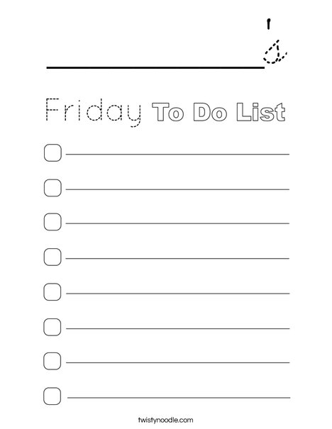 Friday To Do List Coloring Page